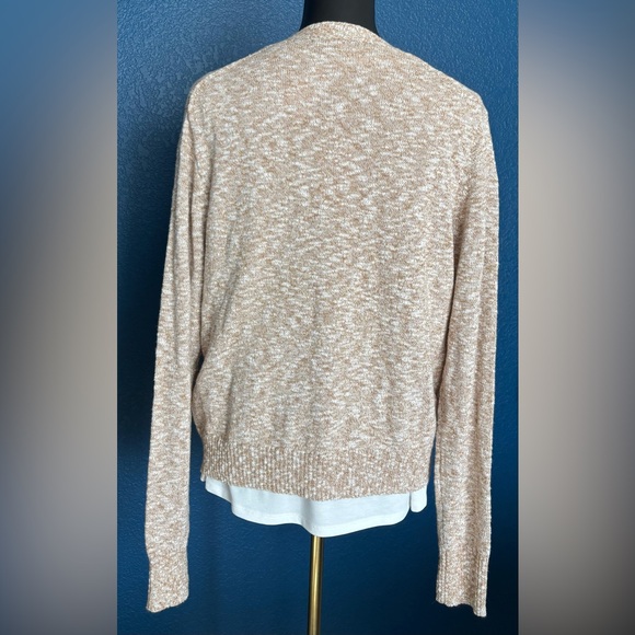 J. CREW NWT Women's Tan & White Marked Button-up V-neck Cardigan Sweater - Picture 5 of 11